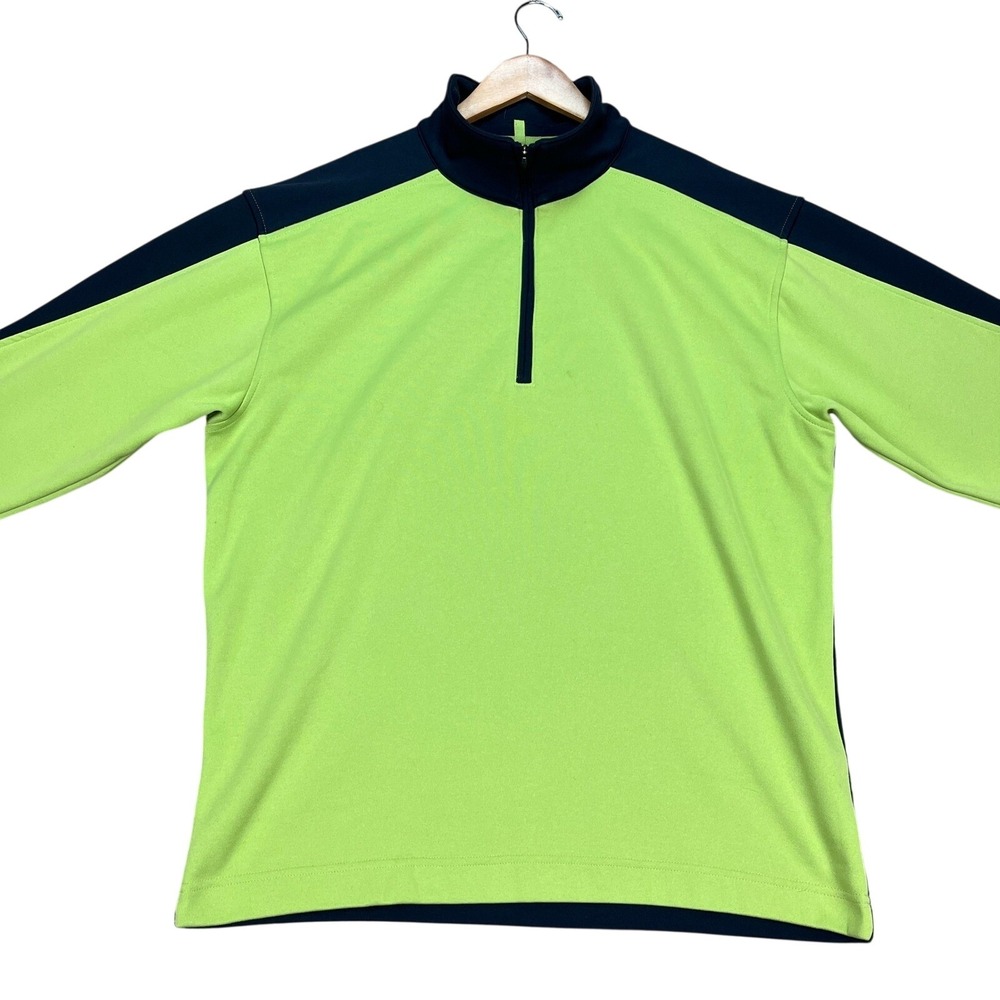 Nike Pullover Mens Large Green Navy Blue Colorblock Golf Dri-FIT 1/4 Zip Swoosh